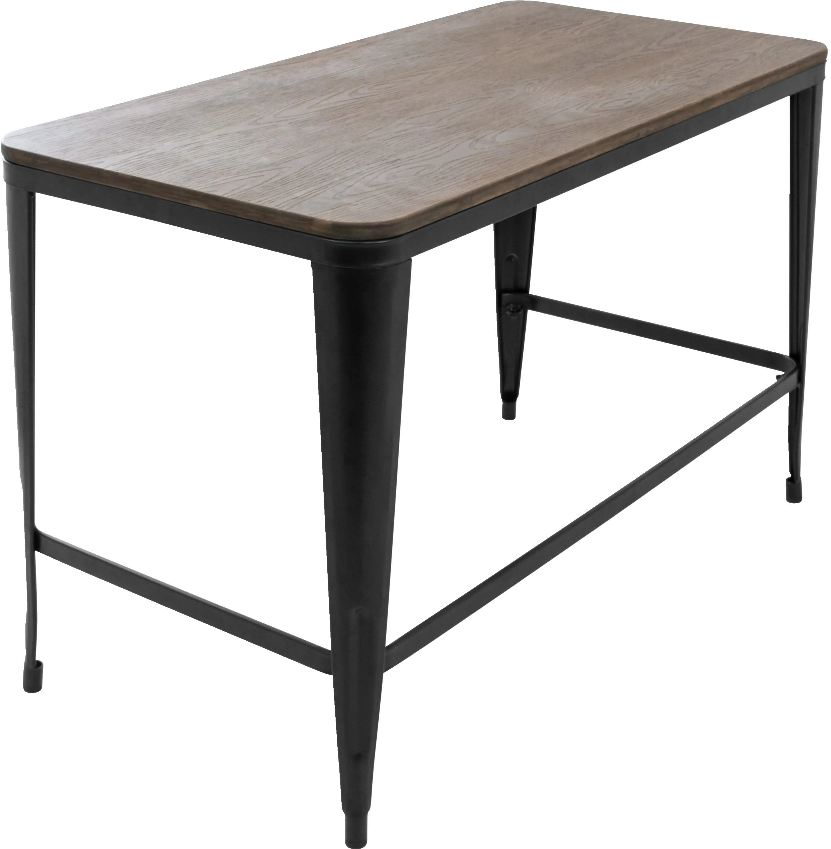 OFD-PIA-BK+E Industrial Black Metal Desk with Wood Top - Pia-2