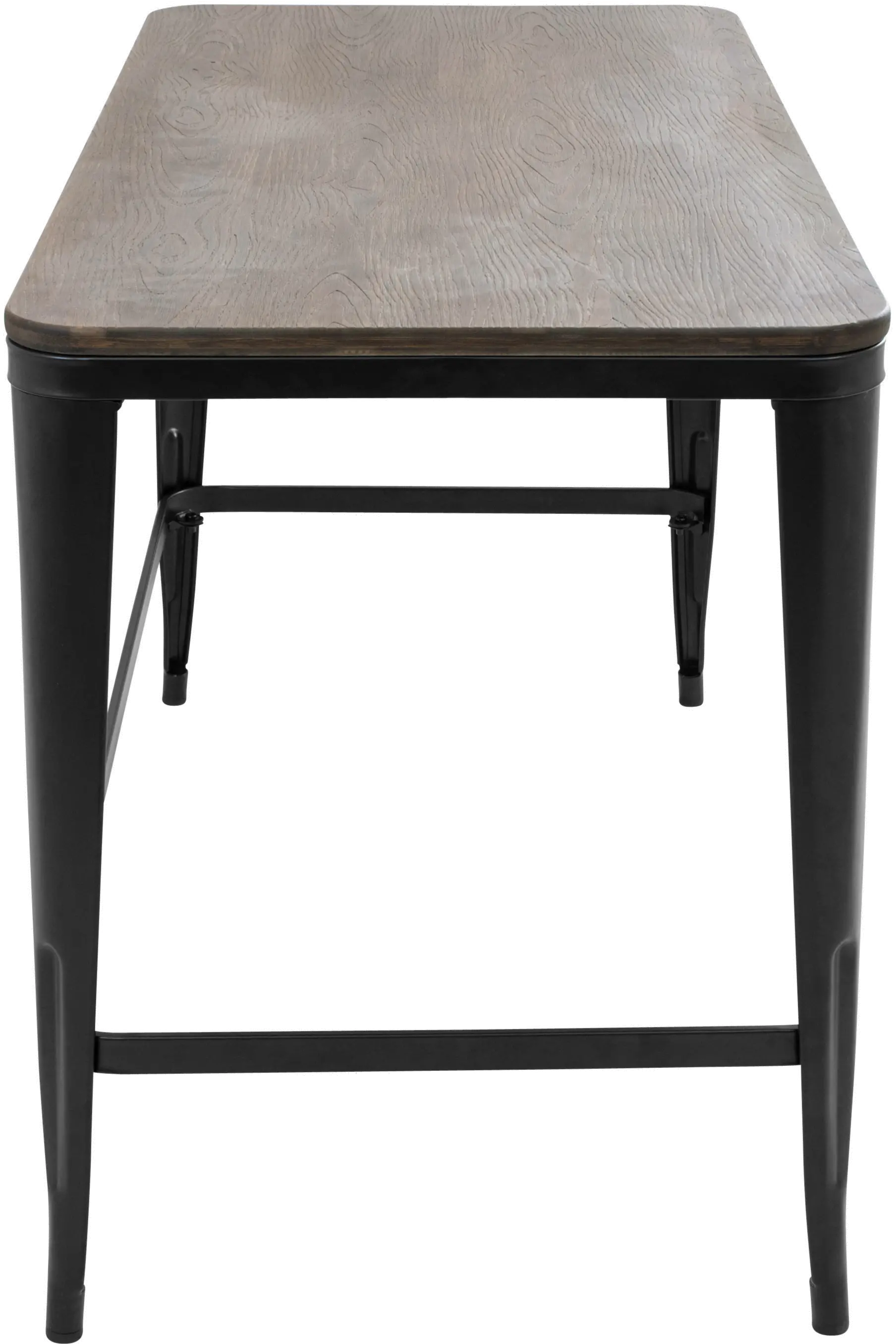 OFD-PIA-BK+E Industrial Black Metal Desk with Wood Top - Pia-3