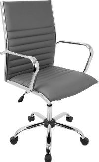 OFC-AC-MSTR-GY Grey Faux Leather Contemporary Swivel Office Chair - Master
