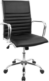 OFC-AC-MSTR-BK Black Faux Leather Contemporary Swivel Office Chair - Master
