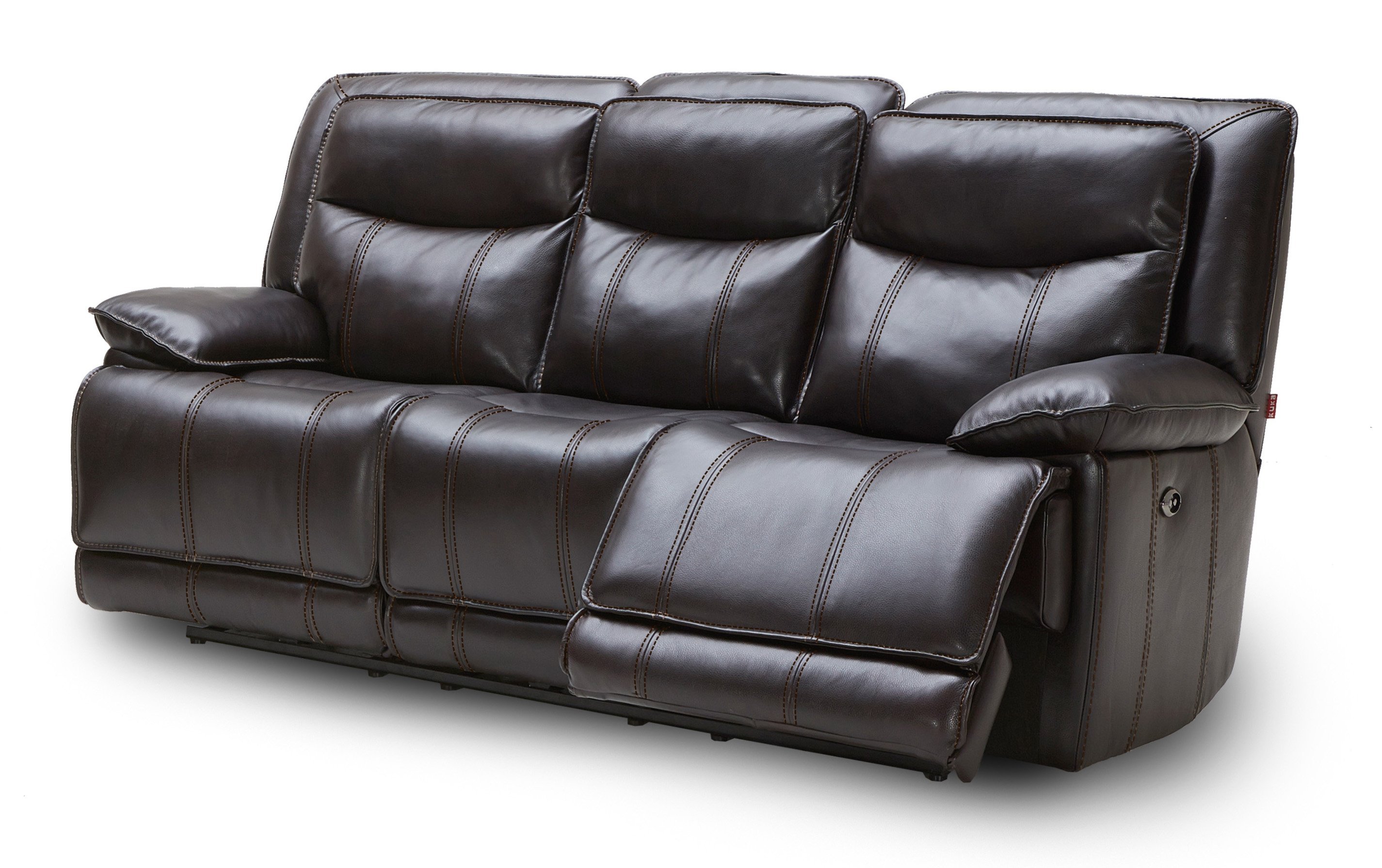 Blackberry Leather-Match Power Triple Reclining Sofa - Triple-Play-3