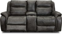 Slate Gray Standard Double Power Reclining Loveseat with Console - Essex