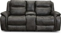 Essex Slate Gray SoCozi Leather-Match Power Reclining Loveseat with Console