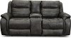 Slate Gray SoCozi Leather-Match Power Reclining Loveseat with Console - Essex