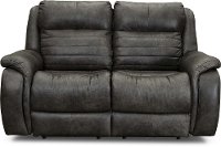Slate Gray SoCozi Leather-Match Power Reclining Loveseat - Essex
