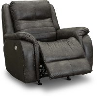 Slate Gray SoCozi Leather-Match Power Recliner with Adjustable Headrest - Essex-2