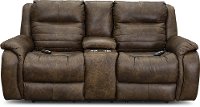 Chaps Brown Standard Double Power Reclining Loveseat with Console - Essex
