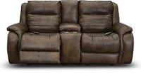 Chaps Brown Standard Double Power Reclining Loveseat with Console - Essex-2