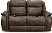 Chaps Brown Standard Double Power Reclining Loveseat - Essex