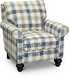Blue and Taupe Plaid Nautical Accent Chair - Blake