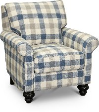 Blue and Taupe Plaid Nautical Accent Chair - Blake