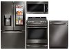 KIT LG 4 Piece Electric Kitchen Appliance Package with Smart Refrigerator - Black Stainless Steel