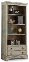 Distressed White 76 Inch Bookcase - Plymouth