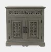 Clearance Antique Gray Hand Carved Accent Cabinet with Two Doors