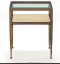 Antique Gold Glass Top Chairside Table - Venice