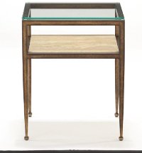 Antique Gold Glass Top Chairside Table - Venice
