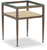 Antique Gold Glass Top Chairside Table - Venice-2