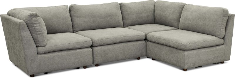 Contemporary Gray 4 Piece Sectional Sofa Carter RC Willey Furniture Store
