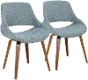 CH-FBCONL-WLBU2 Fabrizzi Blue and Walnut Dining Room Chair (Set of 2)