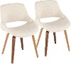 CH-FBCONL-WL+CR2 Mid Century Cream and Walnut Dining Room Chair (Set of 2) - Fabrizzi