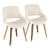 CH-FBCONL-WL+CR2 Mid Century Cream and Walnut Dining Room Chair (Set of 2) - Fabrizzi