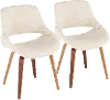 CH-FBCONL-WL+CR2 Mid Century Cream and Walnut Dining Room Chair (Set of 2) - Fabrizzi