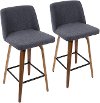 B26-TRNO2X-WLBU2 Mid Century Blue and Walnut Counter Height Stool (Set of 2) - Tintori