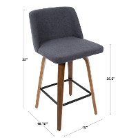 B26-TRNO2X-WLBU2 Mid Century Blue and Walnut Counter Height Stool (Set of 2) - Tintori-4