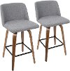 B26-TRNO2X-WLGY2 Mid Century Gray and Walnut Counter Height Stool (Set of 2) - Tintori