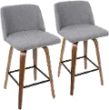B26-TRNO2X WLGY2 Mid Century Gray and Walnut Counter Height Stool (Set of 2) - Tintori