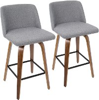 B26-TRNO2X-WLGY2 Mid Century Gray and Walnut Counter Height Stool (Set of 2) - Tintori