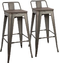 BS-LBOR-AN+E2B Industrial Gray Metal 30 Inch Bar Stool (Set of 2) - Oregon