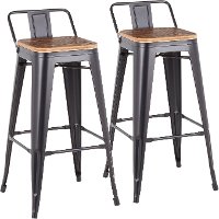 BS-LBOR-BK2 Industrial Black Metal 30 Inch Bar Stool (Set of 2) - Oregon