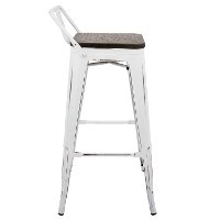 BS-LBOR-VW-E2B Industrial Vintage White and Brown Metal 30 Inch Bar Stool (Set of 2) - Oregon-2
