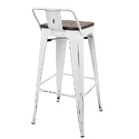 BS-LBOR-VW-E2B Industrial Vintage White and Brown Metal 30 Inch Bar Stool (Set of 2) - Oregon-3