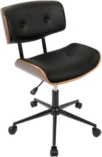 OC-JY-LMB-WL+BK Mid-Century Walnut and Black Office Chair with Swivel