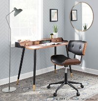 OC-JY-LMB-WL+BK Mid-Century Walnut and Black Office Chair with Swivel-4