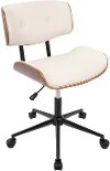 OC-JY-LMB-WL+CR Walnut and Cream Mid-Century Modern Office Chair - Lombardi