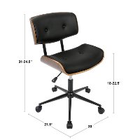 OC-JY-LMB-WL+CR Walnut and Cream Mid-Century Modern Office Chair - Lombardi-4