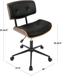 OC-JY-LMB-WL+GY Mid Century Walnut and Grey Modern Office Chair - Lombardi-4