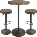 B-DAK3-AN+BN DakotaIndustrial Adjustable 3 Piece Dining Set
