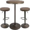 B-DAK3-AN+BN Industrial Farmhouse Brown Adjustable 3 Piece Dining Set - Dakota