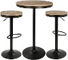 B-DAK3-BK Industrial Farmhouse Brown and Black Adjustable 3 Piece Dining Set - Dakota