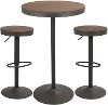B-DAK3-GY+BN Industrial Farmhouse Brown and Gray Adjustable 3 Piece Dining Set - Dakota