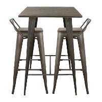 B-LBOR3-AN+E Industrial Antique Brown 3 Piece Pub Set - Oregon-2