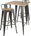 B-LBOR3-GY+BN Industrial Gray and Brown 3 Piece Pub Set - Oregon