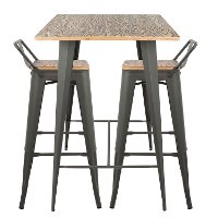 B-LBOR3-GY+BN Industrial Gray and Brown 3 Piece Pub Set - Oregon-2