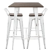 B-LBOR3-VW+E Industrial White and Brown 3 Piece Pub Set - Oregon-2