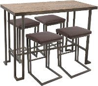 C-RMN5-AN+BN Industrial Antique Brown 5 Piece Counter Height Dining Set - Roman