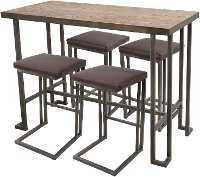 C-RMN5-AN+BN Industrial Antique Brown 5 Piece Counter Height Dining Set - Roman-3